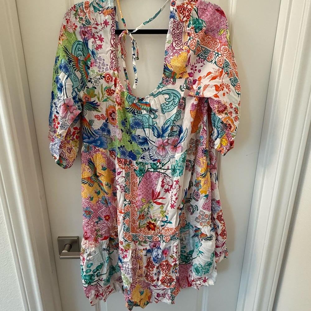 Johnny Was Colorful Floral Mini Dress